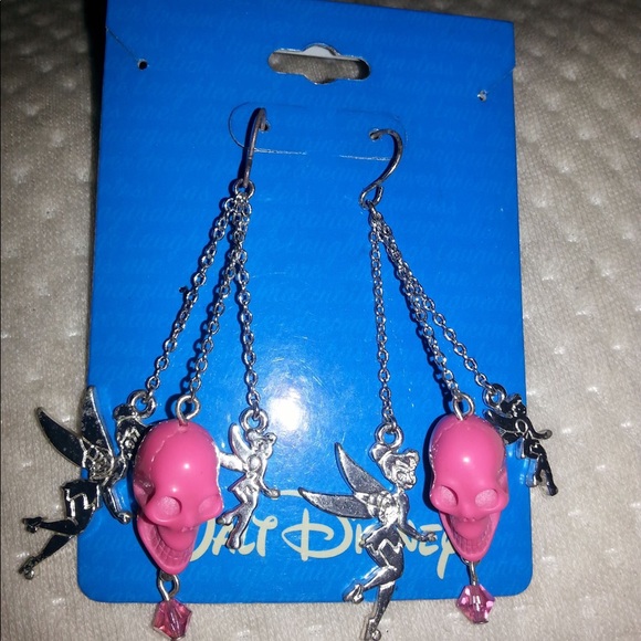 Tinker Bell pink skull earrings - Picture 3 of 5